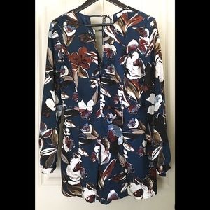 LUSH long sleeve floral romper sz large